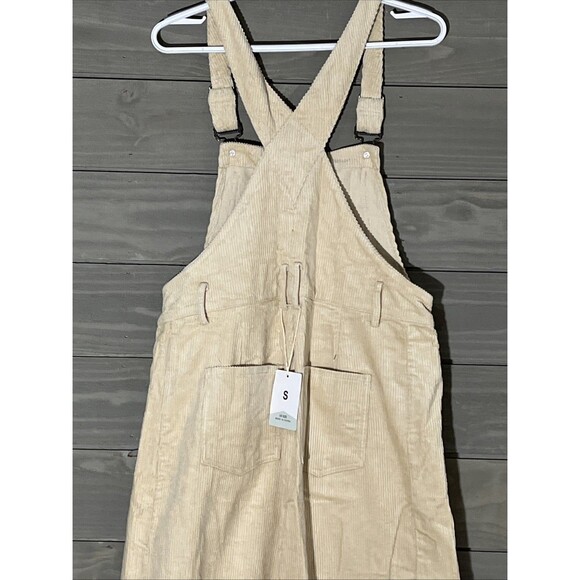 Boutique Barrel Corduroy Overalls Womens Small NWT Beige Cream Boho - Picture 5 of 7